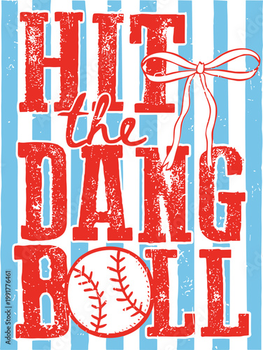 Hit The Dang Ball Baseball Svg, Trendy Retro Game Day Season Svg