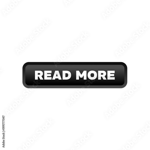 Read more, black rectangular 3d button - vector illustration