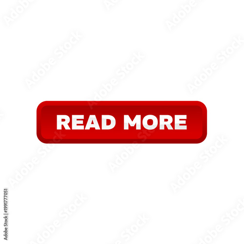 Read more, red rectangular 3d button - vector illustration