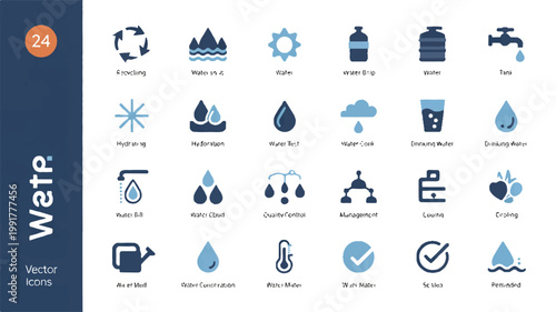 A set of 24 task management icons arranged in a grid for organization and planning purposes