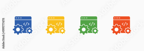 Code Icon Set Color Multiple Style Collection Element For Design