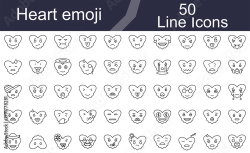 Heart Emoji Line Icons Sets