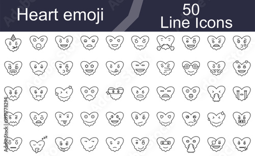 Heart Emoji Line Icons Set