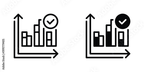 Bar Chart Vector Line Icon for business and finance