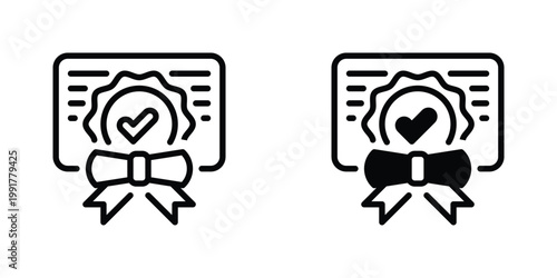 Certificate Vector Line Icon for education and learning