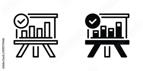 Flipchart Vector Line Icon for business and education