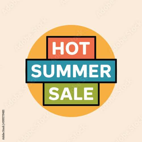 Colorful summer sale promotion badge with bold text design