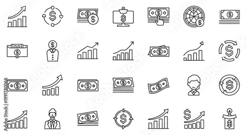 Business finance money icons set.