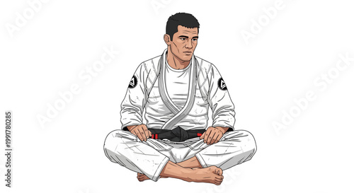 Martial Artist Meditating in Gi