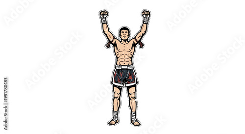 Muay Thai Fighter Celebrating Victory