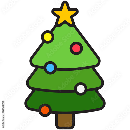 christmas tree vector illustration color icon