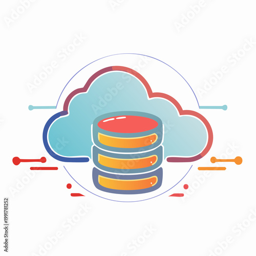 Cloud computing and data storage icon