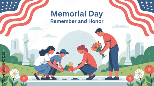 Memorial day remembrance family honors heroes at arlington national cemetery silhouette