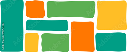 Rectangle wavy flat shape frame with kid text box and callout border. Solid rectangular silhouette wave frame block with kindergarten color. Vibrant vector shapes set for scrapbook and promo poster.