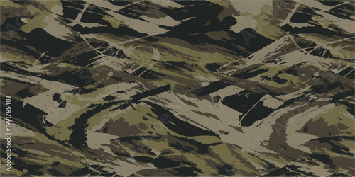 A seamless military camouflage pattern wallpaper featuring a green nature landscape design with aerial view textures of army camo fields and land