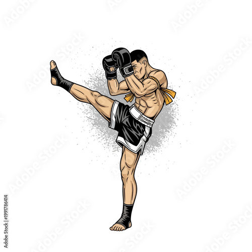 Muay Thai fighter executing a powerful kick