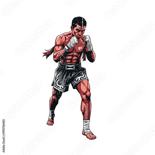 Muay Thai Fighter in Fighting Stance