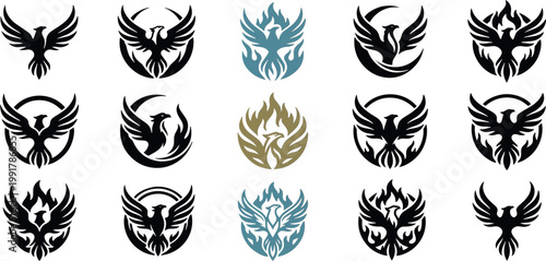 Phoenix Bird and Fire Logo Collection