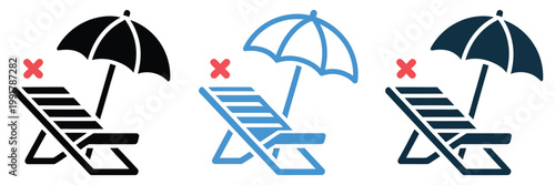 No holidays icon set collection, prohibition symbols representing non-working days restriction, holiday cancellation, and calendar exclusion concepts, vector illustration