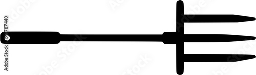 A meticulously detailed photograph of an antique pitchfork, showcasing its intricate craftsmanship against a pristine white backdrop, captures the essence of rustic utility in a modern context