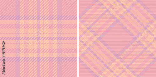 Vector texture plaid of pattern textile fabric with a tartan background seamless check. Set in light colors. Uniform ideas for different professions.