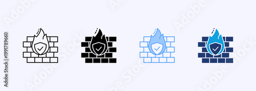 Firewall Icon Set Multistyle Various Collection Element For Design
