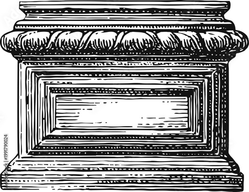 Ornate classical pedestal base with detailed carving and decorative molding in vintage