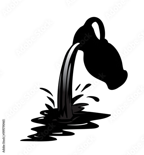 Vector drawing. Water is pouring from a jug