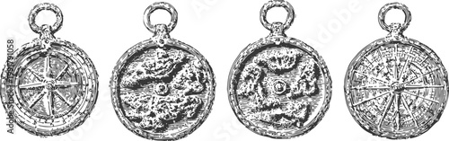 antique compass set showing detailed directional markings and vintage craftsmanship