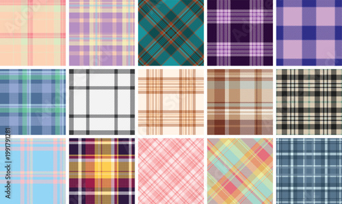 Plaid bundle for camping, park outings, and summer gatherings. Coordinated tartan repeats bring charm to apparel, decor, and printed stationery.