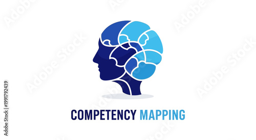 Abstract Competency Mapping Logo Depicting Human Brain and Mind.