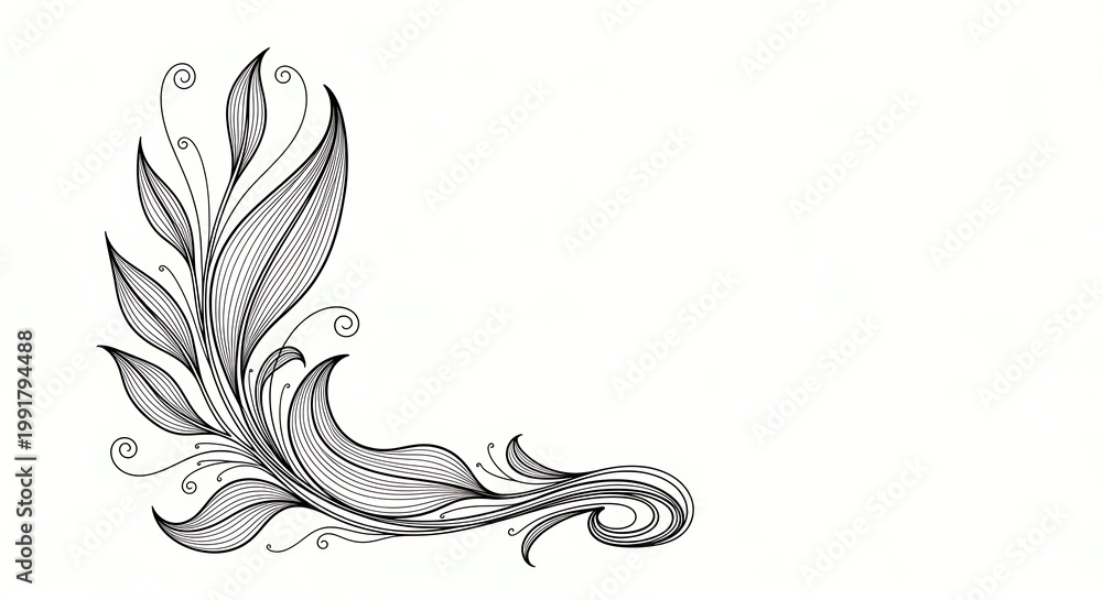 Fototapeta premium Elegant leafy floral design element illustration.