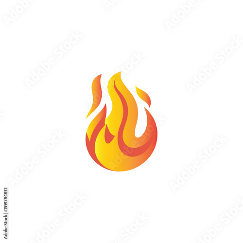 Fiery flame logo symbol with abstract combustion ignition elemental movement