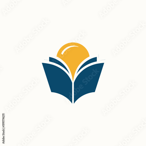 Open book with sun logo concept knowledge learning education sunlight