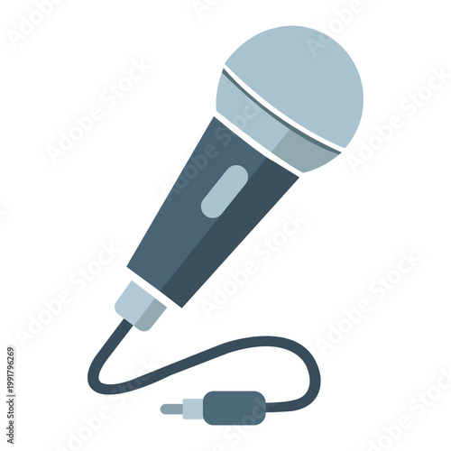 Microphone Icon: A stylized illustration of a classic microphone with a cable and jack, perfect for multimedia projects and music-related content.