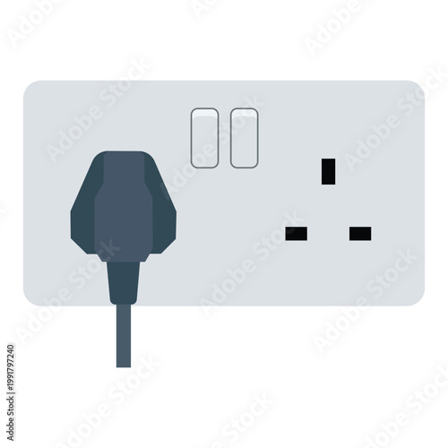 Electrical Outlet: An up-close view of a standard electrical outlet, featuring a three-prong plug, a grounded socket, and power switches, symbolizing connectivity and power