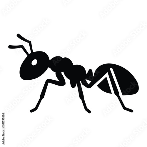 Silhouette of the Ant: A sleek, minimalistic silhouette of an ant, showcasing its distinctive features and intricate structure.