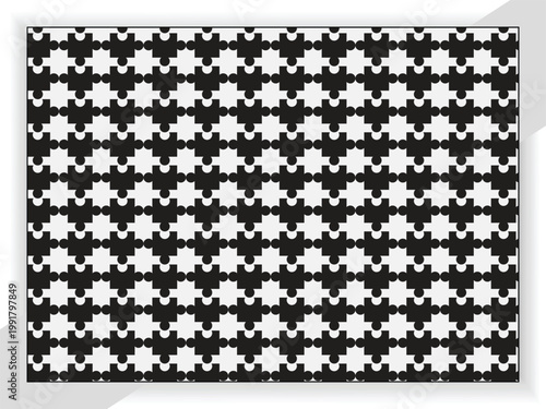 Seamless Puzzle Pattern Black and White Filled Concept Illustration Abstract Background Design