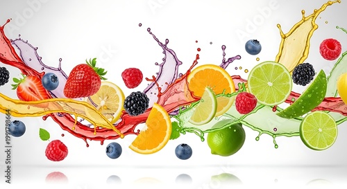 Fresh Fruit Splash Healthy Eating Concept.