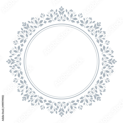 Decorative frame Elegant vector element for design in Eastern style, place for text. Floral gray and white frame. Lace illustration for invitations and greeting cards