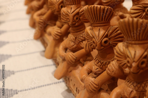 Closeup image of Hatima Putul terracotta doll of Assam, India.	