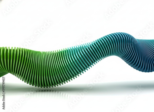 Vibrant undulating digital ribbon displaying a gradient from lush green to deep blue, symbolizing fluid motion and modern technological elegance