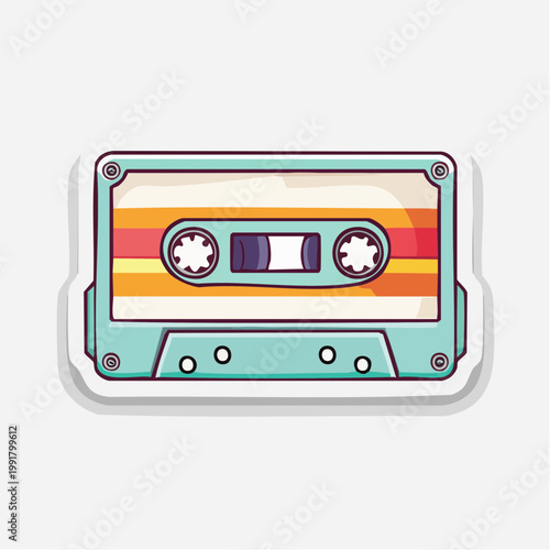 Retro Cassette Tape with Colorful Stripes