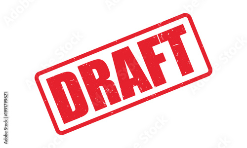 Draft rubber stamp, Grunge red draft word stamp design