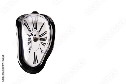 Melting clock on white background	

