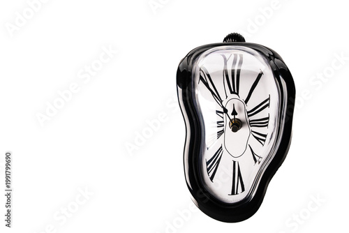 Melting clock on white background	
