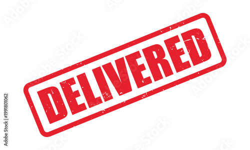 Delivered stamp. Delivered red rubber stamp vector, vintage delivered square stamp label