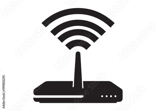 wifi router logo silhouette vector, wireless router logo silhouette vector illustration, wifi logo, network equipment logo silhouette, wifi internet access logo silhouette vector on white background 