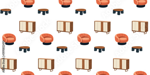 Selective focus. Furniture seamless pattern for interior design