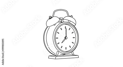 Retro Alarm Clock Line Art